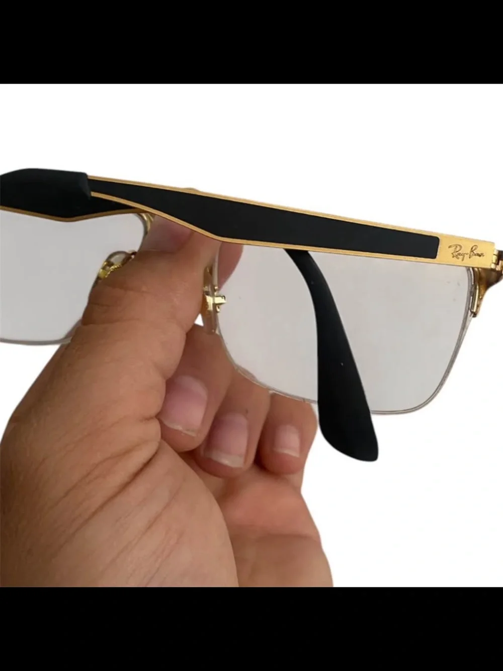 Ray-Ban RX6335 Black & Gold Half-Rim Eyeglass frames Unisex